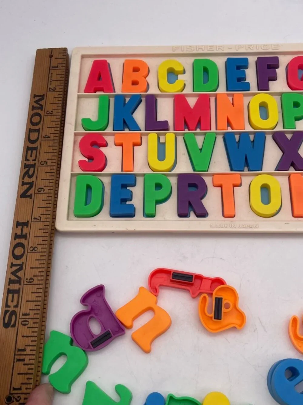 Vtg Fisher Price School Alphabet Tray Magnetic Letters Complete T21